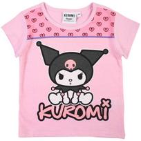 Hello Kitty Kuromi šviesiai rožiniai vaikiški trumpi marškinėliai, 8 metai