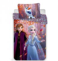 Patalynė bawełniana 140x200 Frozen 3617 Kraina Lodu Anna Elsa i Olaf las liście