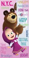 Rankšluostis Ręcznik plażowy 70x140 Maša ir Lokys 6502 miasta bawełniany Masha and the Bear