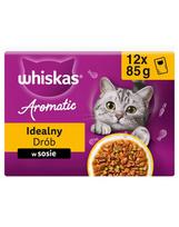 WHISKAS Aromatic Adult Idealus Vištiena padaže, 12 x 85 g drėgnas maistas suaugusiems katėms