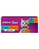 WHISKAS Duo Suaugusiųjų Šlapio maisto su žeme ir jūra želė, 40 x 85 g šlapio maisto katėms