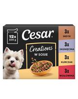CESAR Creations Mix Skonių (jautiena, vištiena, aviena, kalakutiena) 12 x 100g drėgnas maistas suaugusiems šunims