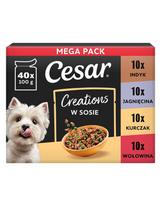 CESAR Creations Mix Skonių (jautiena, vištiena, aviena, kalakutiena) 40 x 100g drėgnas maistas suaugusiems šunims
