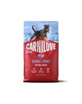 CARNILOVE Active Dog Salmon & Turkey Adult Small Breeds 4 kg Lašiša ir kalakutiena mažų veislių šunims + CARNILOVE Dog Soft Snack Salmon Small Bite 200 g NEMOKAMAI