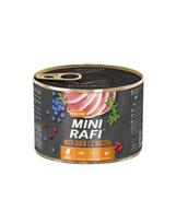 RAFI Mini Mix skonių su antiena ir ėriena, 12 vnt. po 185 g, skirtų mažų veislių šunims