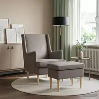 Fotelis su pakoju 2 vnt. Taupe Audinys