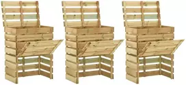 Lentų sodo kompostavimo dėžė 3 pcs Žalia 110 x 58 x 113 cm