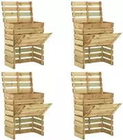 Lentų sodo kompostavimo dėžė 4 pcs Žalia 110 x 58 x 113 cm