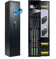 Ginklų seifas su elektronine kodine spyna, 10 šautuvų, juodas, 30 x 28 x 138 cm