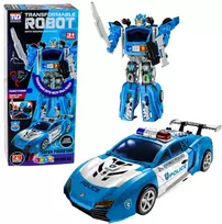 Lean Toys Konstruktorius policijos robotas 2-in-1 su šviesomis ir garsais, mėlynas, baltas, juodas, 46 × 33 × 13 cm, 29 dalių