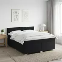 Spyruoklinė lova su čiužiniu Juoda 160 x 200 cm Audinys