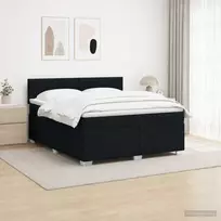 Lova su čiužiniu ir LED apšvietimu Juoda 160 x 200 cm Audinys
