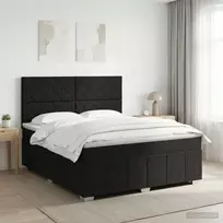 Spyruoklinė lova su čiužiniu Juoda 160 x 200 cm Audinys