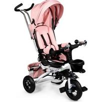 Triratukas ECOTOYS Pink Delux su stogeliu, sukiojamas 360°