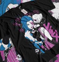 Jinx Arcane T-Shirt Japanese Anime Cartoon Jinx Arcane Graphic T-Shirt All Size 3XL white