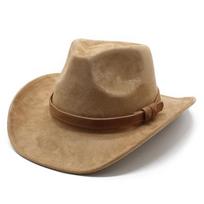 Suede Cowboy Hat Woolen Felt Hat Men'S And Women'S Jazz Hat British Felt Hat M（56-59cm） black