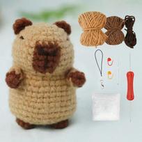 Capybara crochet Kit, Cute Animal Crochet Kit set, Christmas Gift, Crochet kit for Beginners, Crochet Kit for craft lovers beige