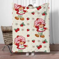 Strawberry Shortcake Microfiber Blanket King Size Designer Throw Blanket for Sofa Luxury Home Interior Blankets for Adults Knee 75x90cm gray