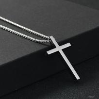 Titano plieno kryžiaus karoliai vyrams ir moterims - „Douyin“ bestseleris, nerūdijančio plieno megztinio grandinėlė, nišinis ir individualizuotas dizainas black