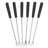 6 Pcs Fondue Forks Stainless Steel Corrosion Resistant Long Forks for Cake Chocolate Fruits Cheese Fondue black