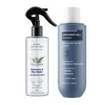 Bare Anatomy Nature X Science Rozmarinų vandens purškalas plaukų augimui ir tankumui su ryžių vandeniu 200 ml + Šampūnas nuo plaukų slinkimo 5 kartus mažesniam plaukų slinkimui gray