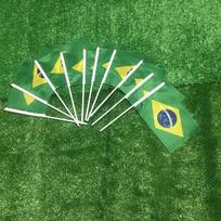 (DANGaus VĖLIAVA)14x21cm Brazilijos nacionalinės vėliavos rankinės vėliavėlės su plastikiniais kotais Brazilijos vėliavėlė biurui / sporto dekoravimui 20 psc blue
