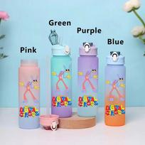 750ML Nuostabus skaitmeninis cirkas Animacinis didelės talpos vandens puodelis Lauko nepralaidus vandens butelis Nešiojamas puodelis su šiaudeliu Purple 750ML gray