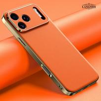 Leather Phone Case for iPhone 17 16 15 14 Pro Max Air 17Pro 16Pro Full Lens Protection Back Cover For iPhone 15 beige