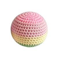 Handmade Crochet Footbag, Rainbow Gradient Smiling Face Bean Bags for Kids, Soft Cotton Yarn Juggling Balls for Outdoor Play A pink