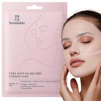 Seoulskin Kolageno Stiklinės Odos Naktinė Kaukė - Korėjietiška Kolageno Veido Kaukė Su Mažos Molekulinės Masės Kolagenu & Hialurono Rūgštimi, Poras Lyginanti & Drėkinanti