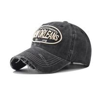 Vintažinė skalbiama kaubojiška beisbolo kepurė su siuvinėjimu Snapback kepurė vyrams, moterims, dėvėta Hip Hop kepurės Reguliuojama vientisa medvilninė skrybėlė nuo saulės juoda
