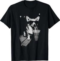 Corgi Drinking Iced Coffee Funny Corgi Dog Coffee Vintage T-Shirt M gray