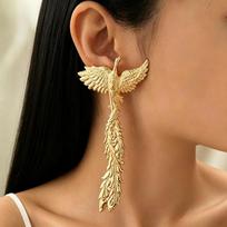 1/4Pcs Retro Exaggerated Gold Phoenix Wings Pendant Necklace Earrings Bracelet Set For Women Luxury Personality Jewelry Sets brown