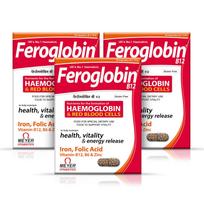 Feroglobin B12 kapsulės hemoglobinui ir raudonųjų kraujo kūnelių susidarymui | Geležis, folio rūgštis, B12, B6 ir cinkas | 3 pakuočių rinkinys (Po 30 kapsulių)