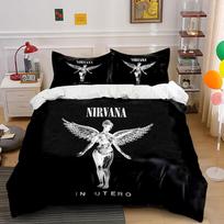 Nirvana In Utero Angel Design Bedding Duvet Cover Set Duvet Cover Pillowcases  (1*Duvet Cover 2*Pillowcases, without duvet insert) 135x200cm white