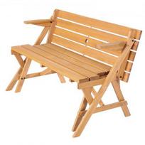 Pikniko stalas ir suoliukų komplektas, 2-in-1 transformuojamas lauko, 141x47x17 cm, ruda, mediena