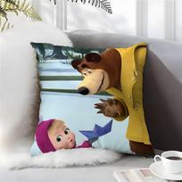 Cute Cartoon M-Masha And Bears-S Pillow Case Comfort Sofa Bed Silky Elegant Invisible Zipper Custom Decorative Cushion Cover 12x12Inch gray