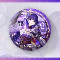 75MM Game Genshin Impact-3 Round Badge Anime Brooch Pin Cosplay Hu Tao Cartoon Figure Clothing Backpack Accessories Fans Gifts purple