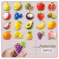 20 Original 3D Fruit Magnets for Early Education - Waterproof and Soft Refrigerator Stickers yellow