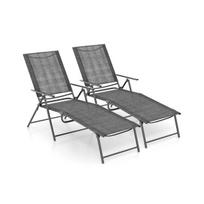 Patio Sulankstomi guoliavimo kėdės, 394×480 cmcm x 64×165×259 cmcm, Pilka