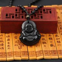 Glass Imitation Jade Guanyin Buddha Necklace Chain Gift 50cm (Necklace Size） brown