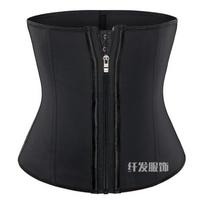 Latex Waist Trainer Steel Bone Zipper Three Rows Buckle Tummy Control Body Shaper S juoda