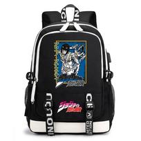 Anime JoJo Print Lightweight Student Backpack Casual Daypack for Teen Kids Junior School Bag black