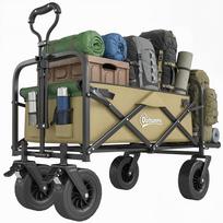 Wagon, foldable, 110 L, up to 100 kg, telescopic handle, steel frame, 94 x 57 x 77-100 cm, Khaki 94 x 57 x 100 cm chaki