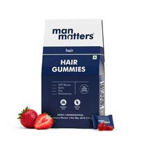 Man Matters Biotino plaukų gumytės (30N) | Su biotinu, DHT blokatoriais, vitaminais A, C, E, cinku ir skaidulomis | Sveikiems ir stipriems plaukams | Braškių skonio