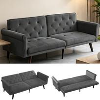 Reguliuojama 2-in-1 sofa-lova, daugiafunkcinė sulankstoma sofa, transformuojama sofa su reguliuojamu atlošu svetainei ir miegamajam, pilka 172 x 89 x 70 cm pilka