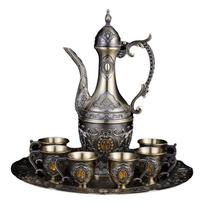 Prabangus turkiškas arbatos rinkinys Daugiafunkcinis kavos puodo rinkinys Arbatos serviravimo rinkinys Arbatos puodo rinkinys Banketas Old Gold Yellow gray