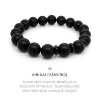 Apyrankė Achatas “Black” ir metaliniai karoliukai 10mm