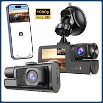 HD 1080P automobilinė DVR kamera 2/3 objektyvo 2 colių vaizdo kameros vairavimo įrašymo įrenginys plataus kampo naktinio matymo G jutiklio kilpos įrašymas automobilio viduje priekinėje ir galinėje kameroje Dual lens juoda