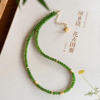 Hetian Jade Millet Bead Necklace - 4mm Jasper Beaded Green Jade Choker Clavicle Chain 4mm